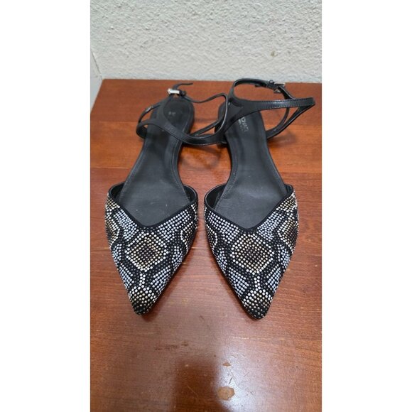 Michael Kors Ciara Flat Black & Metallic Studded Pointed Toe Sandals 8.5M Women' - Picture 2 of 8